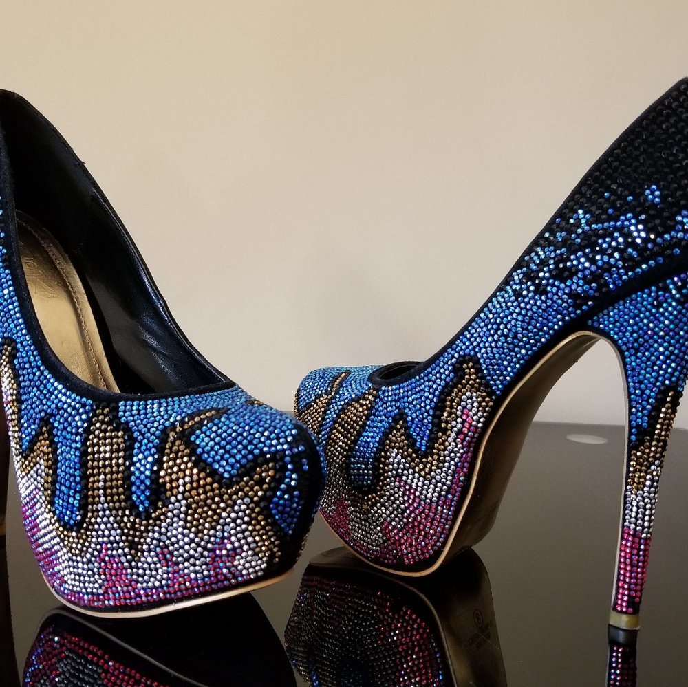 ALBA MULTI-COLOR RHINESTONE PLATFORM DRESS SHOES - Picture 7 of 8
